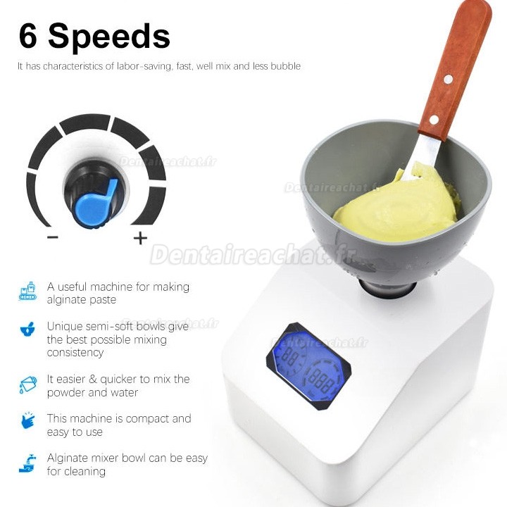 Mélangeur d'alginate et de plâtre pour laboratoire dentaire, modèle à 6 vitesses